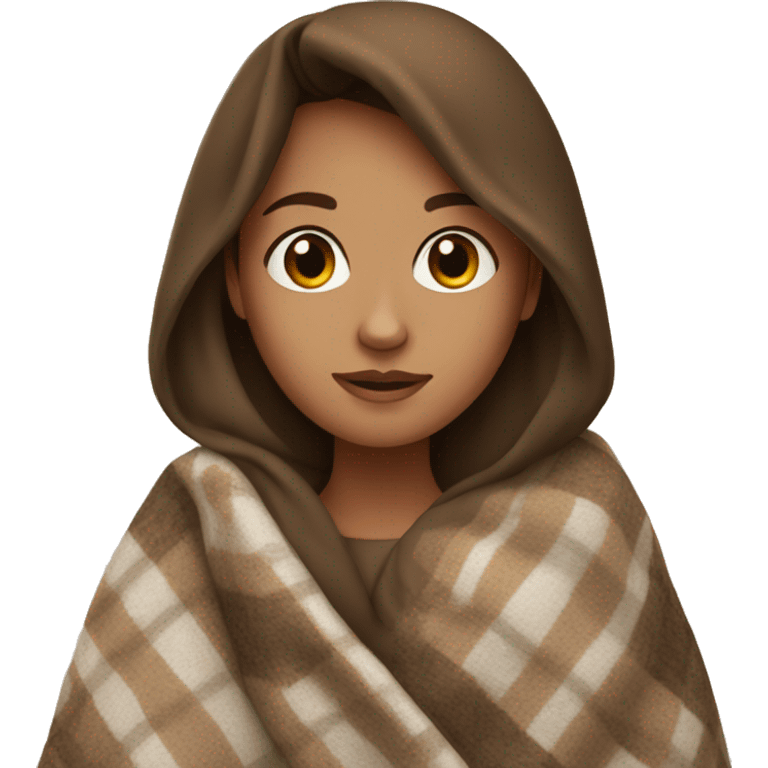 brown haired girl with a blanket emoji