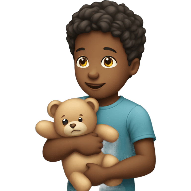 small child boy holding a Teddy bear  emoji