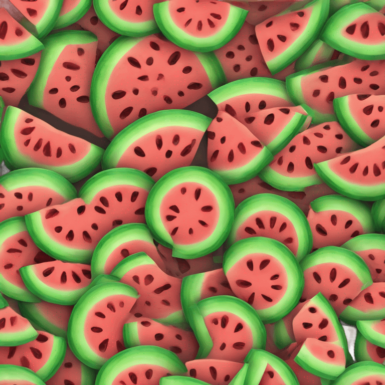 Round skin colored watermelons with dark skin colored dots in the middle emoji