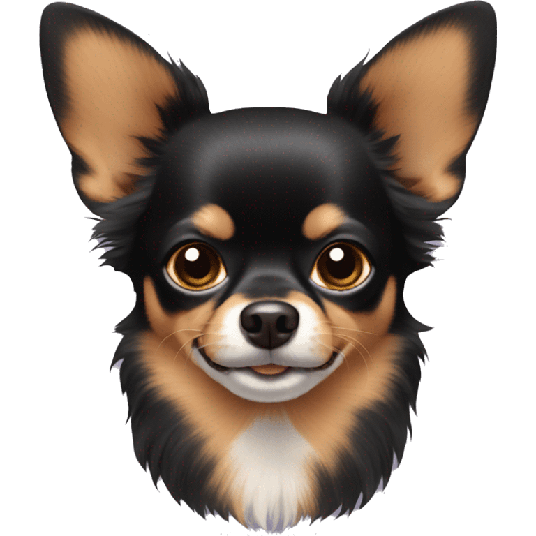 black and brown chihuahua with big hair on the ears emoji