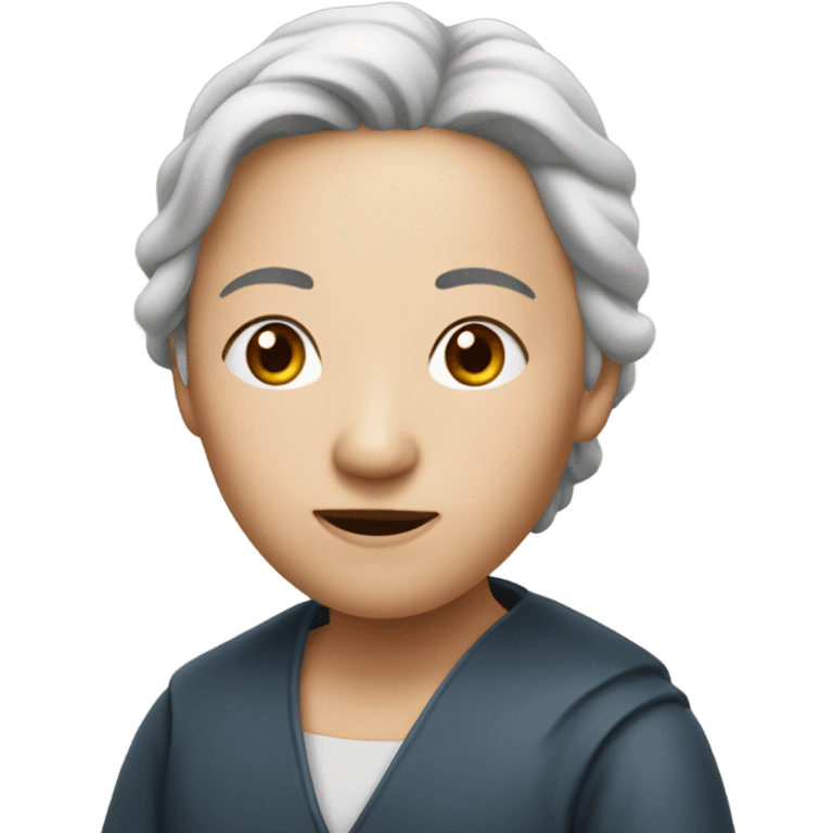 帶著圓框眼色鏡，短髮的亞洲女性約50歲 emoji