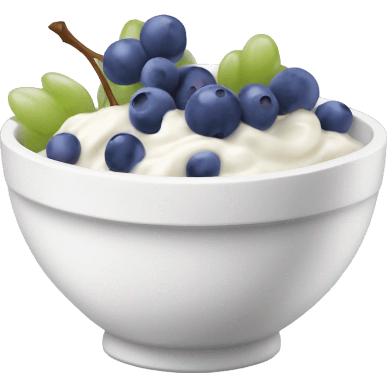 yoghurt bowl with grapes and blueberries emoji