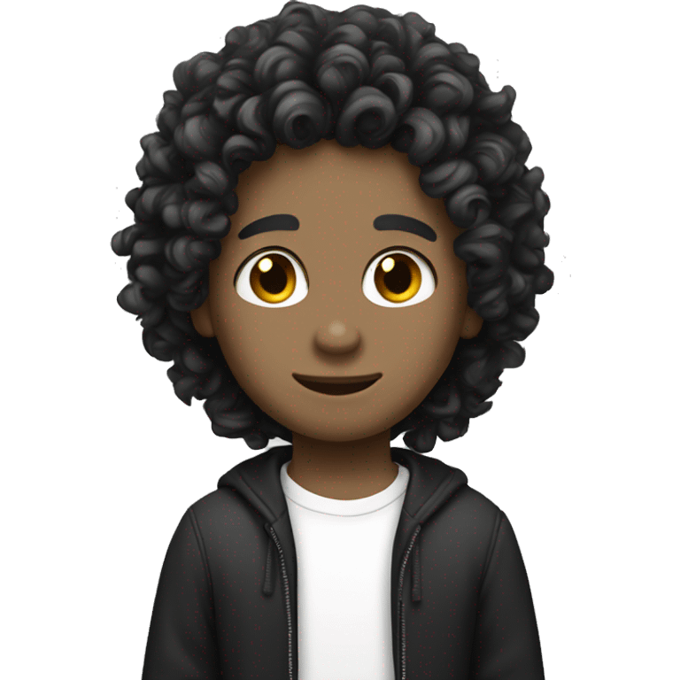 white skin boy with curly black long hair emoji