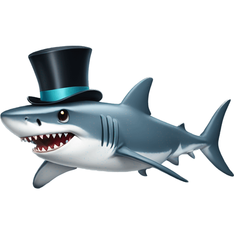 Shark with a top hat emoji