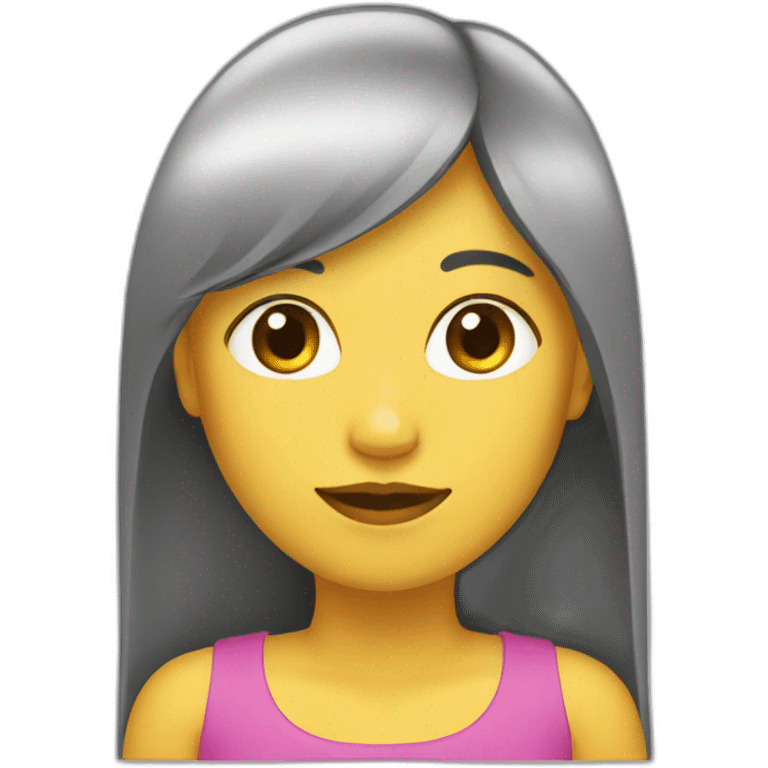 Mujer pelo largo con flequillo emoji