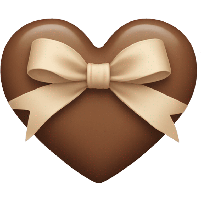 brown pastel heart  with beige bow emoji