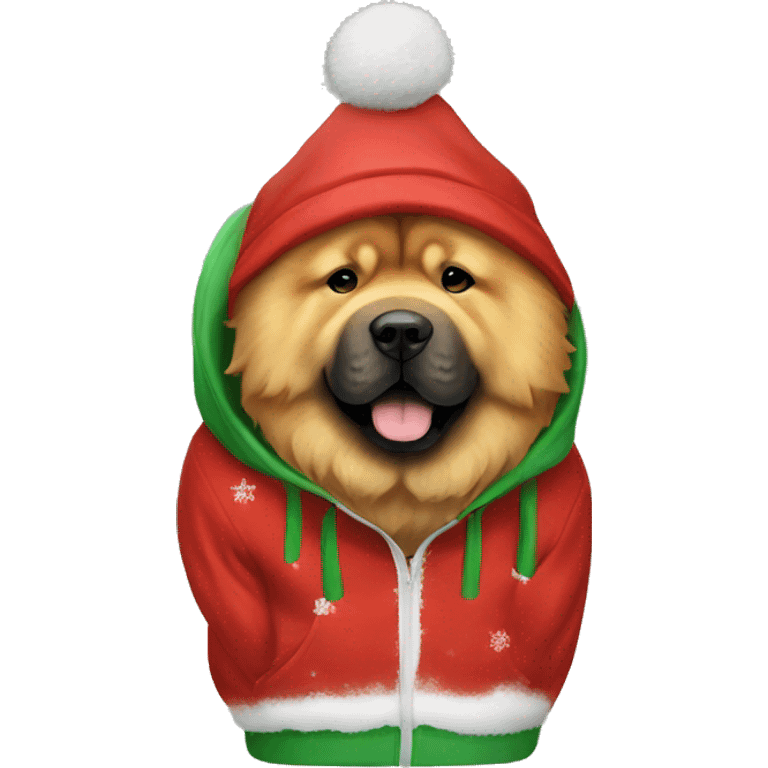 chow chow wearing a Christmas hoodie emoji