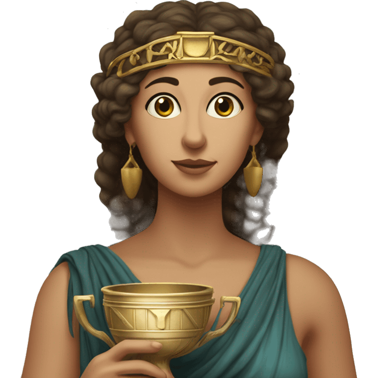 Greek Sappho holds the winner's cup in her hand emoji