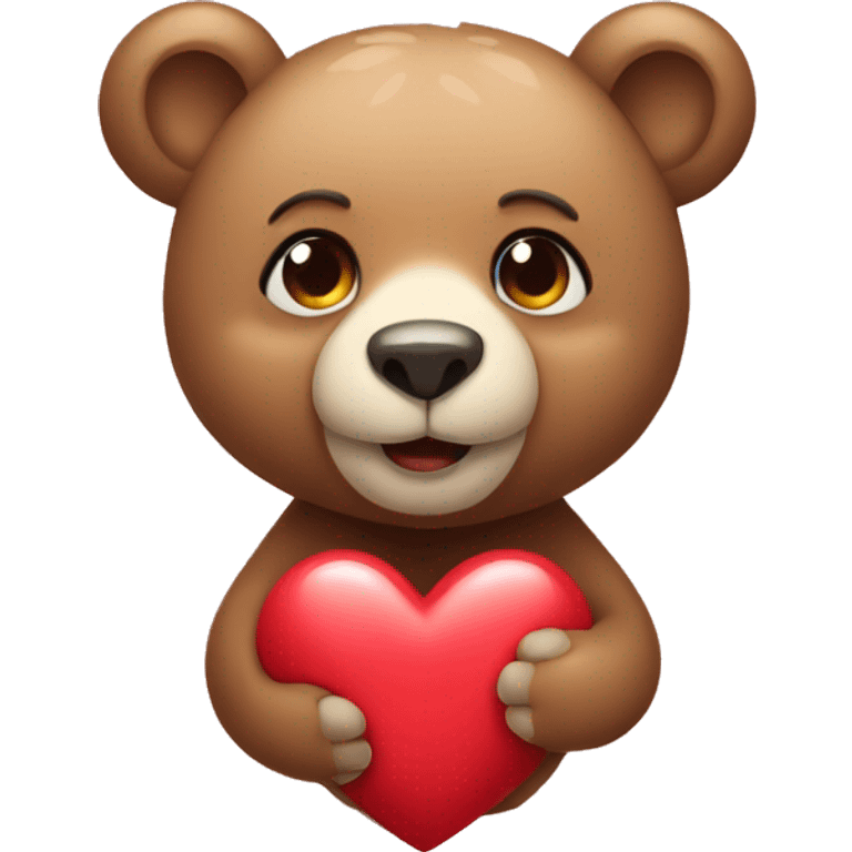 Bear cub holding a heart emoji