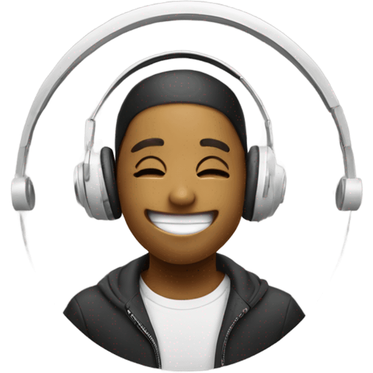 circle smile with headphones with no nose emoji