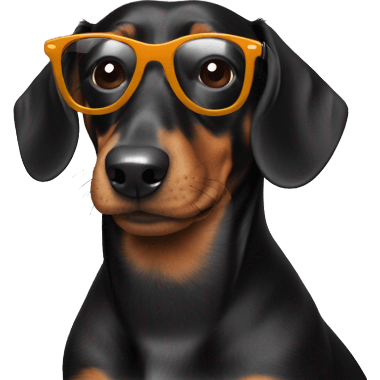 black dachshund with sunglasses emoji