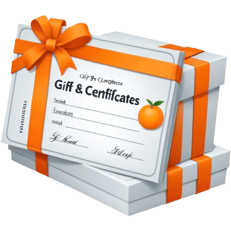 A stack of gift certificate with orange strap in the middle emoji