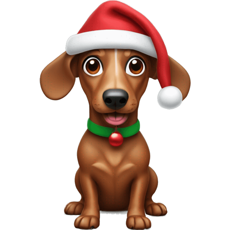 sausage dog with christmas hat emoji