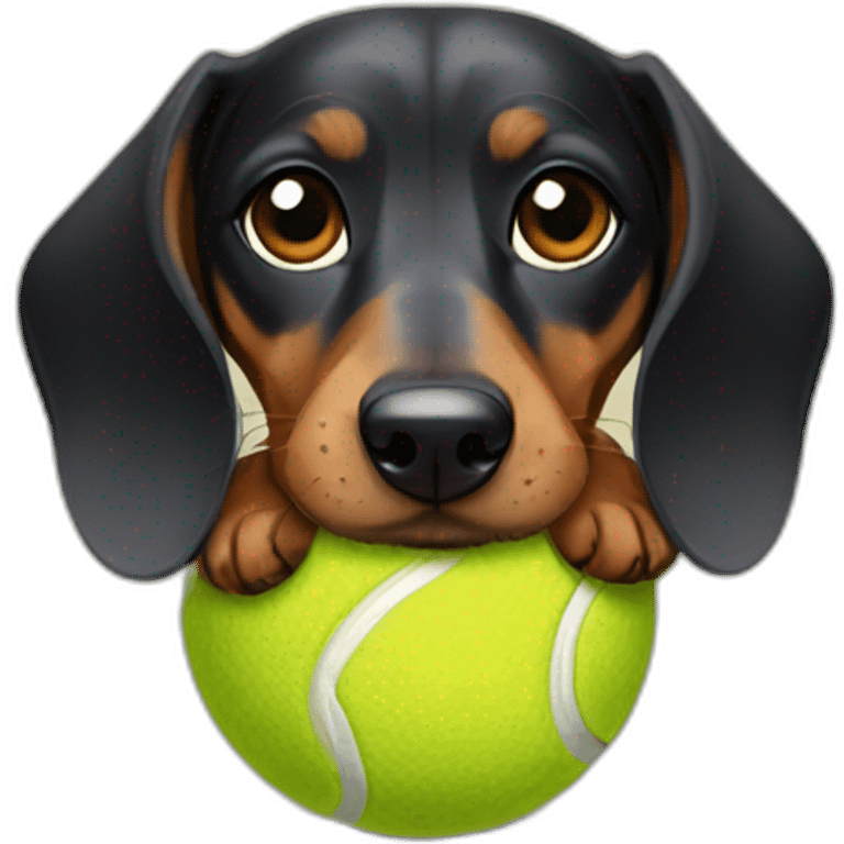 Dachshund with tennis ball emoji