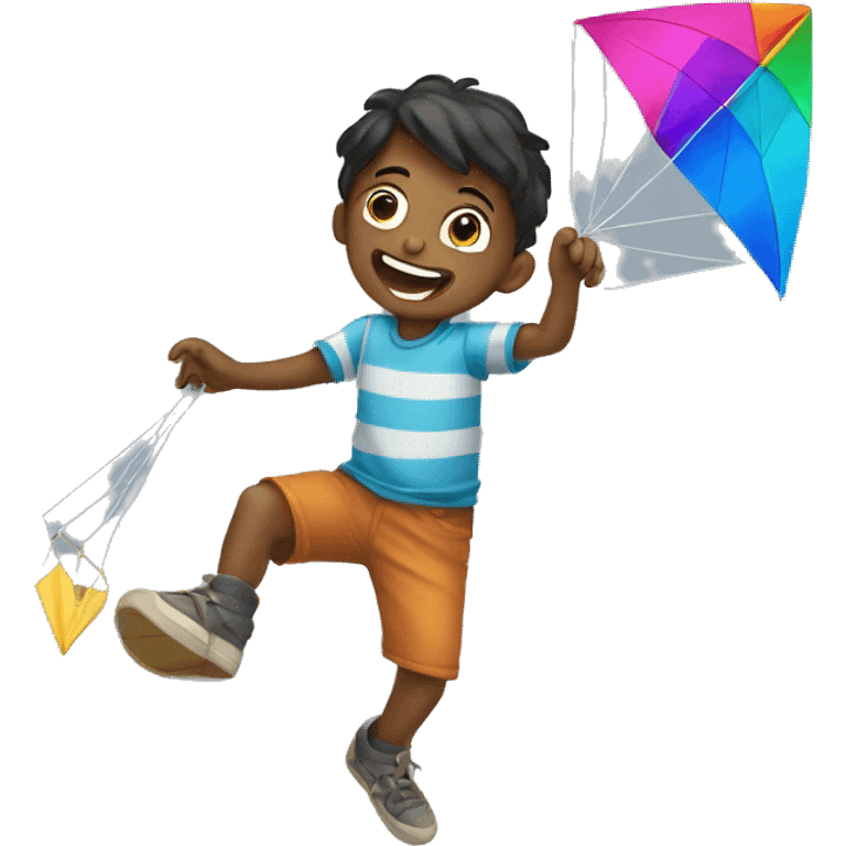 Boy playing with kite  emoji