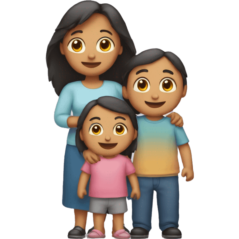 Madre embrazada con dos hijos al lado  emoji