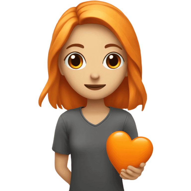 A picture of me holding an orange heart ￼ emoji