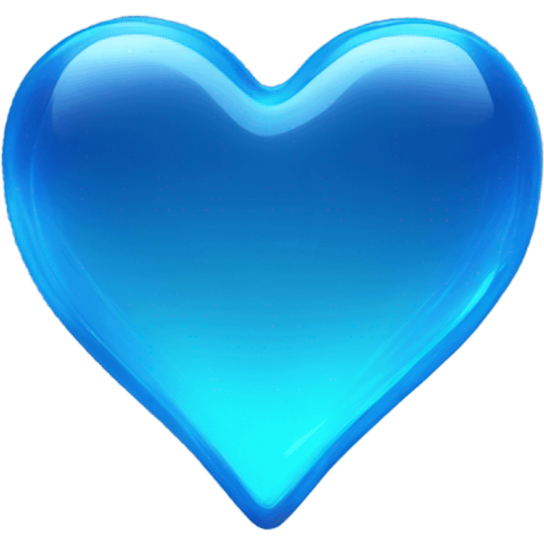 Shiny neon glass blue heart  emoji