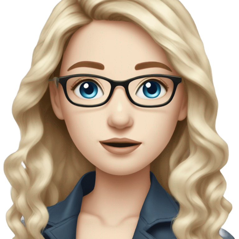 Beautiful Balayage pale girl with glasses and blue eyes  emoji