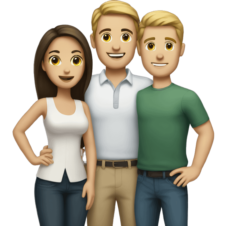 Couple with brunette woman and white man emoji