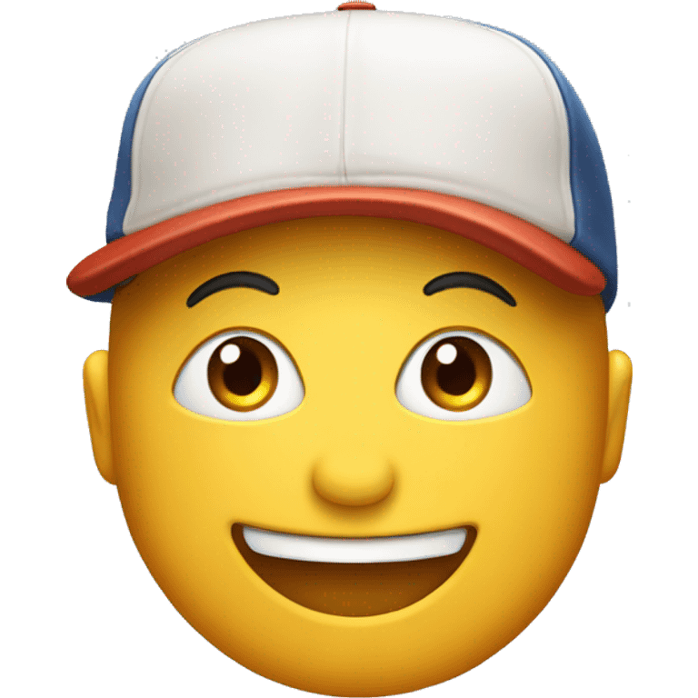 A happy iphone with a baseball cap on emoji