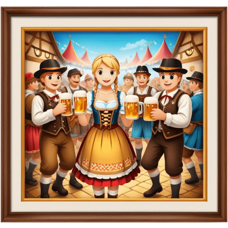 Cinematic Realistic Oktoberfest Pop Culture Emoji, depicting a vibrant celebration with beer, music, and traditional costumes rendered with dynamic textures and festive lighting. emoji