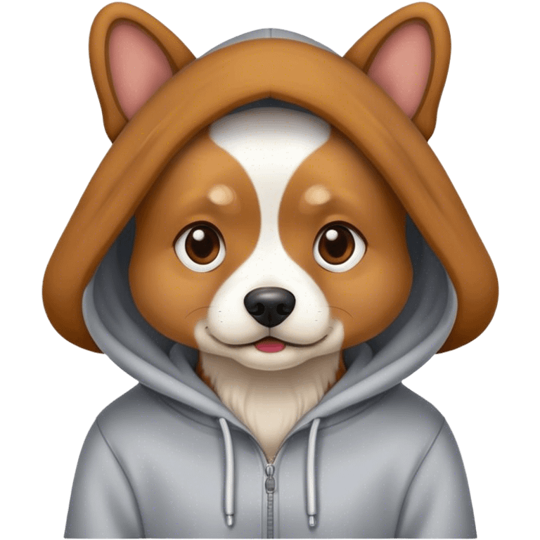 Dog wereing hoddi emoji