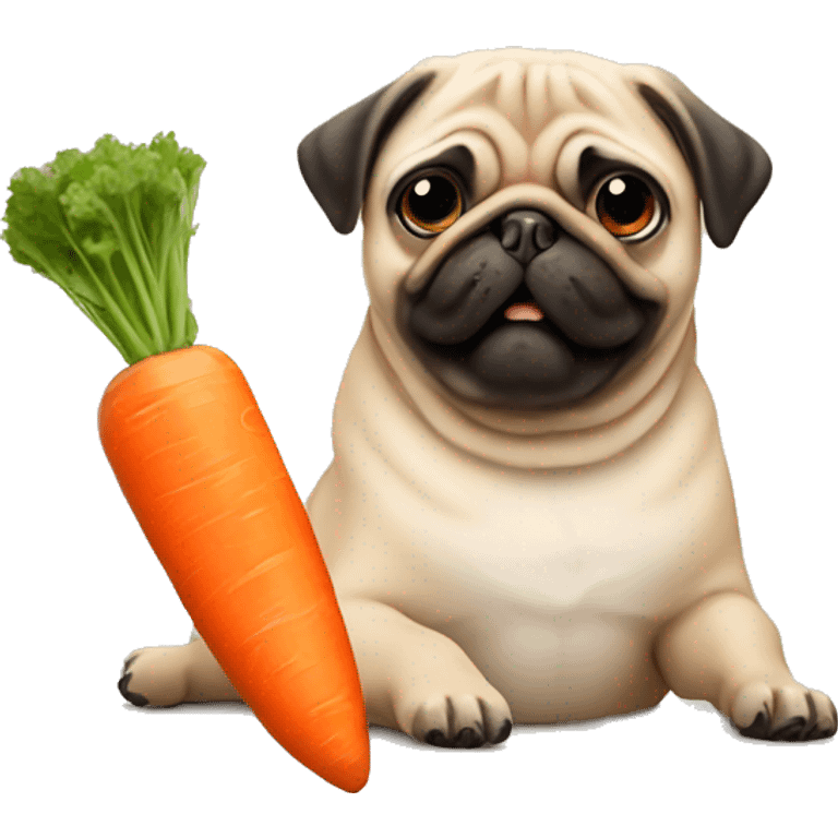 pug eating a carrot  emoji