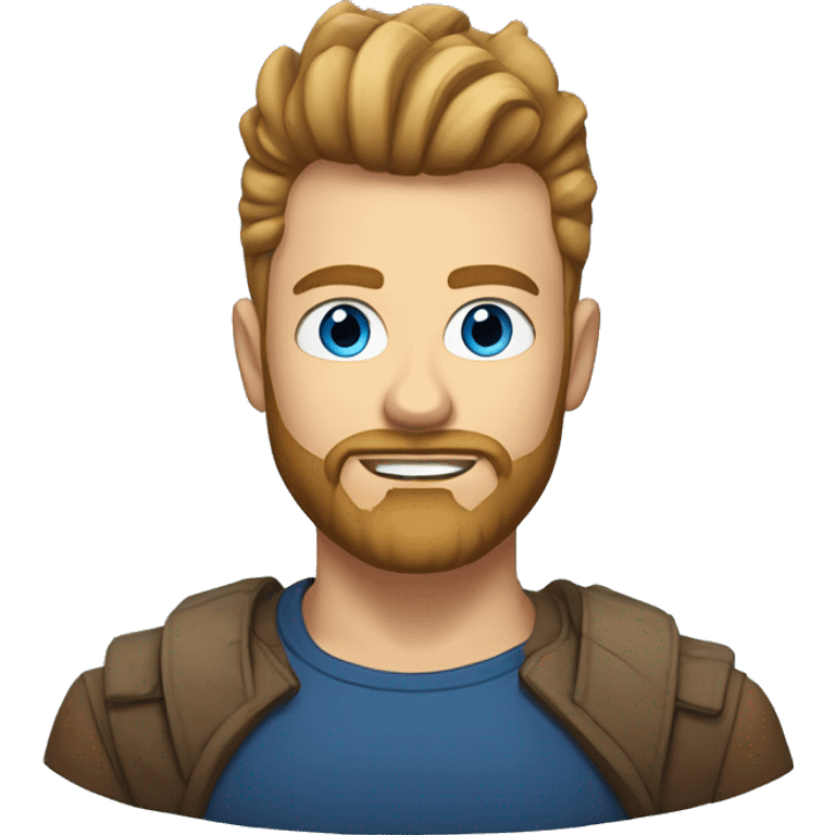 Man with Sandy brown faux hawk, beard, small blue eyes, oval face, straight eye brows  emoji