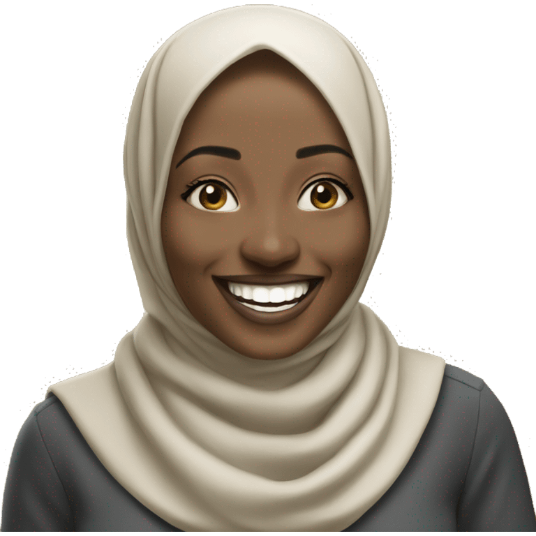 Photorealistic African hijabi laughing  emoji