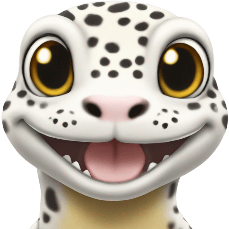 White leopard gecko smiling emoji