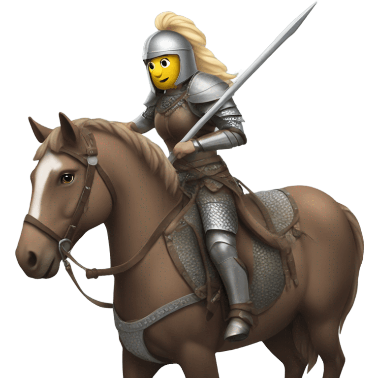 Woman in nordic armor riding a horse, wielding a spear  emoji