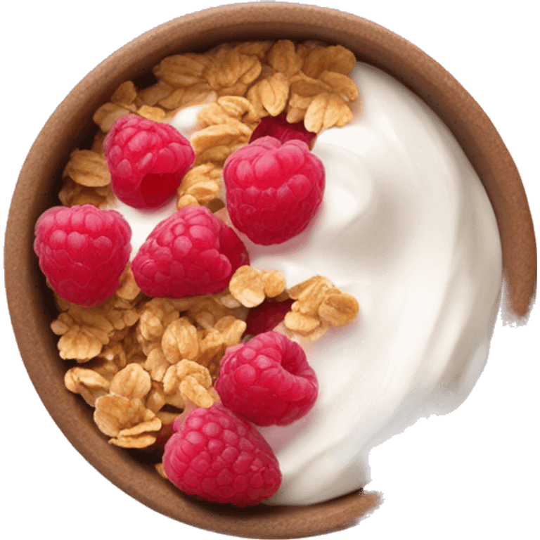 Cartoony Yogurt bowl with raspberries and granola emoji