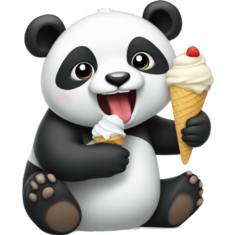 Panda eating ice cream emoji