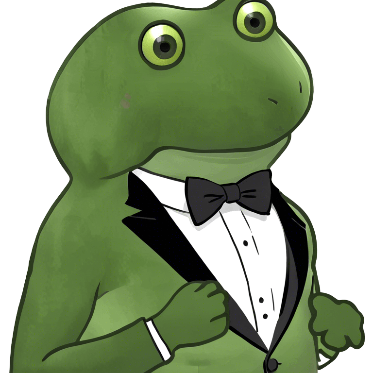 handsome bufo wearing a tuxedo  emoji