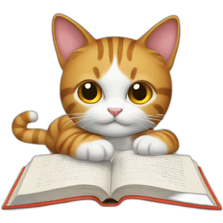 cat chilling with a book emoji