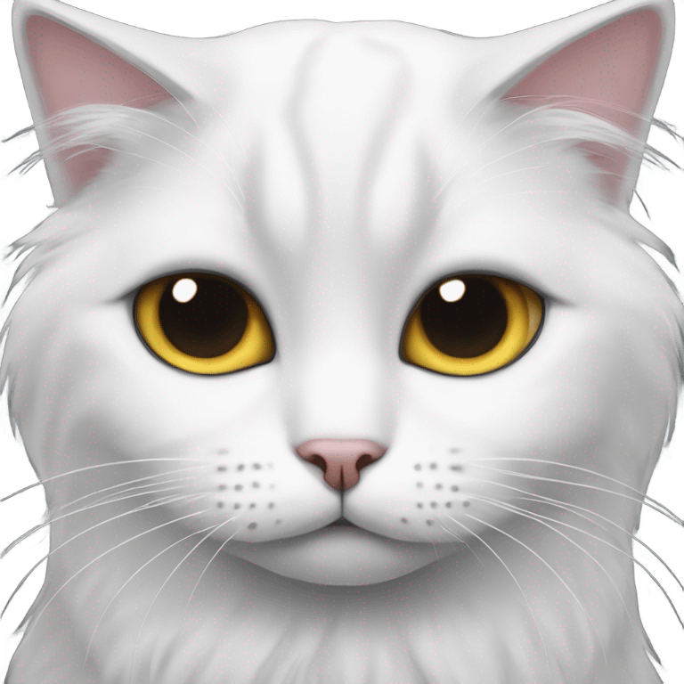 Black and white Turkish angora cat doing sad eyes emoji