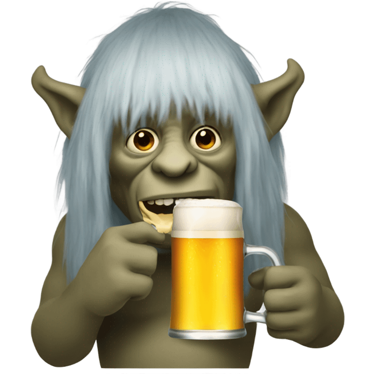 Troll drinking beer emoji