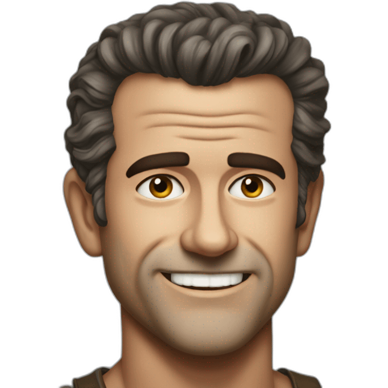 Young Mel Gibson portrait without smile emoji