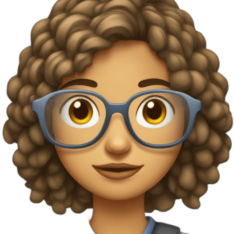 Chica con lentes cabello ondeado de tez trigueña  emoji