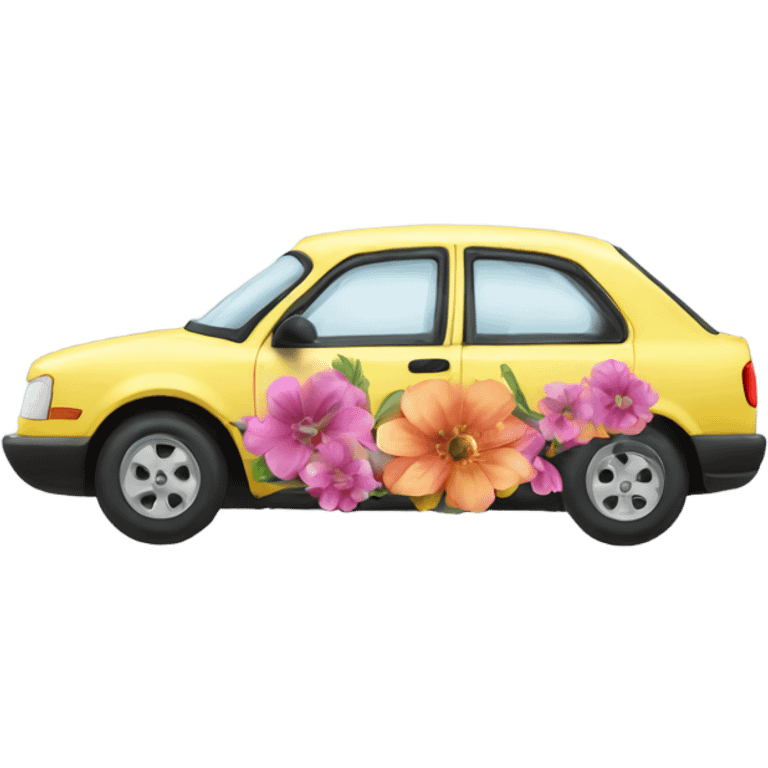 Voiture fleur emoji