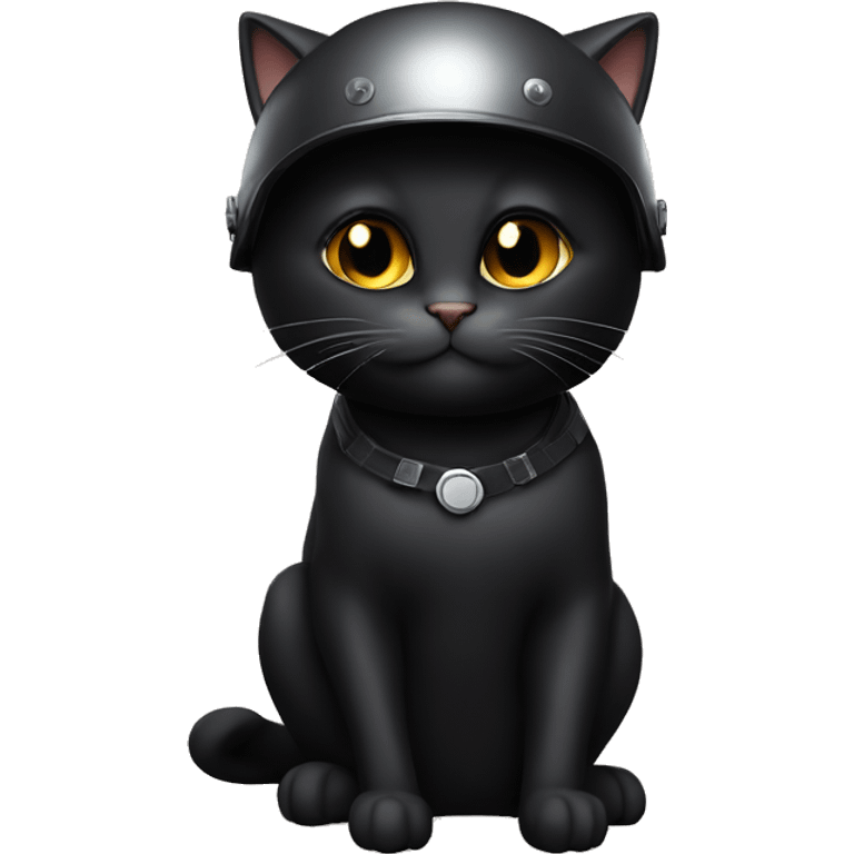 Black cat with helmet emoji