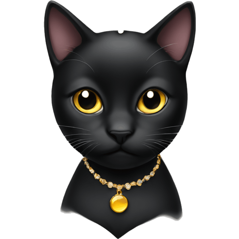 Black cat with necklace  emoji