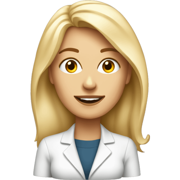 Blonde woman product manager with takeaway coffee emoji