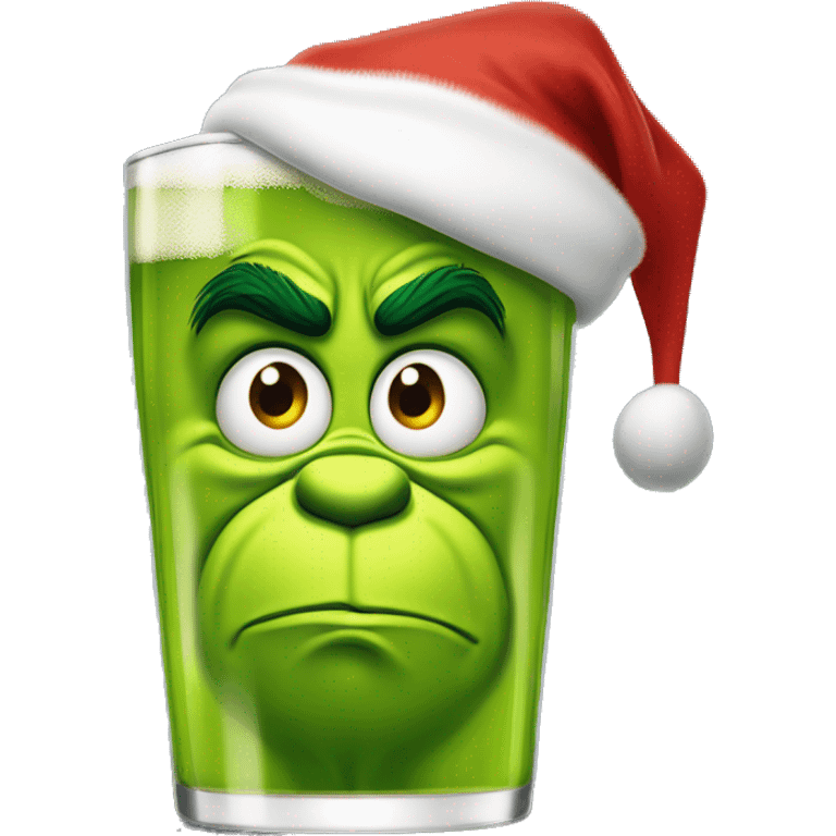 Grinch de Noël avec un verre de bière à la main emoji