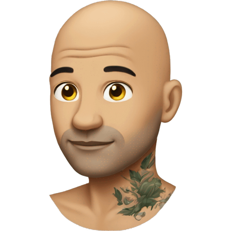 Bald man wearing tattoos  emoji