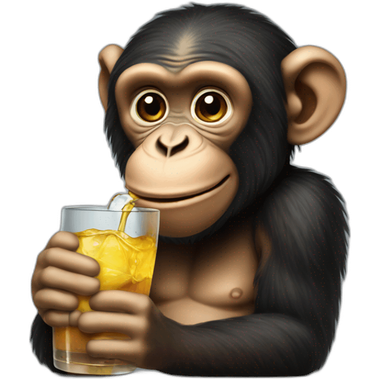 Chimp is drinking  emoji