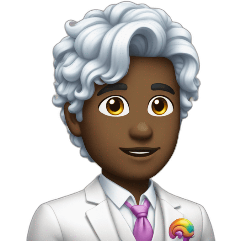 Posh-boy-with-white-suit-and-rainbow-unicorn-hair emoji