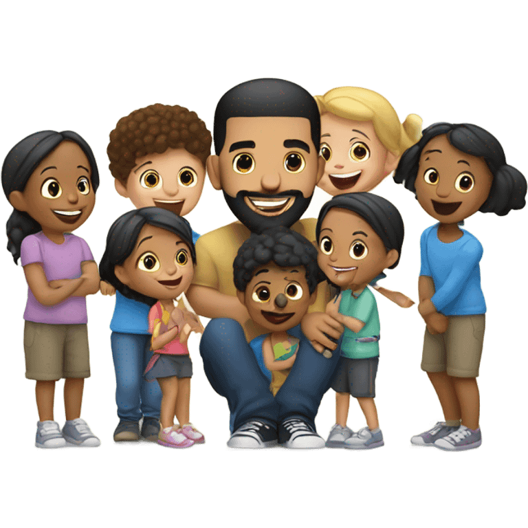 Drake with kids emoji