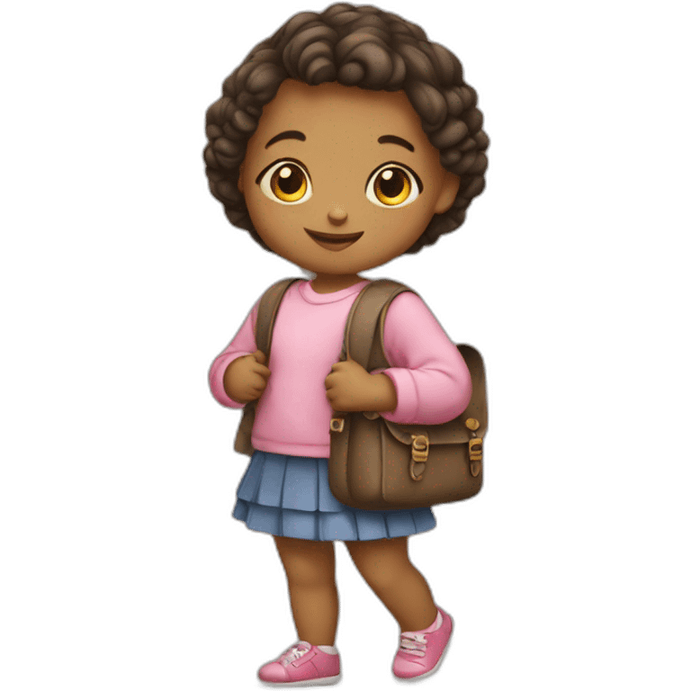 Baby girl with school bag emoji